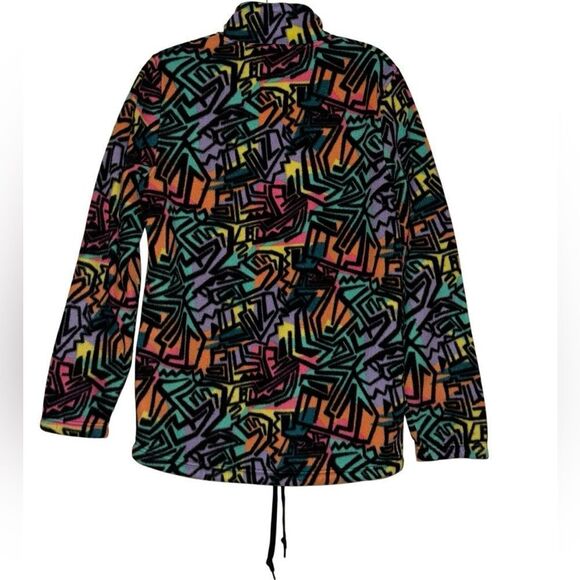 Empyre Zip Up Pullover Retro Colorful Fleece Jacket Size Medium - Picture 2 of 6